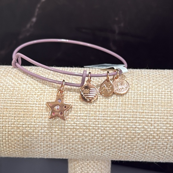 Alex and Ani Star Charm Purple Bangle Bracelet - Picture 3 of 7